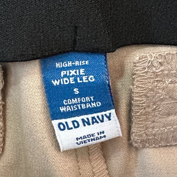 Old Navy High Rise Wide Leg Pixie Ponte Pants SMALL Tan Comfort Waistband - Picture 2 of 5